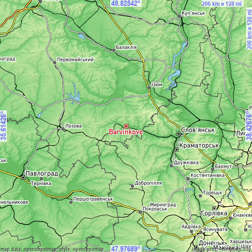 Topographic map of Barvinkove