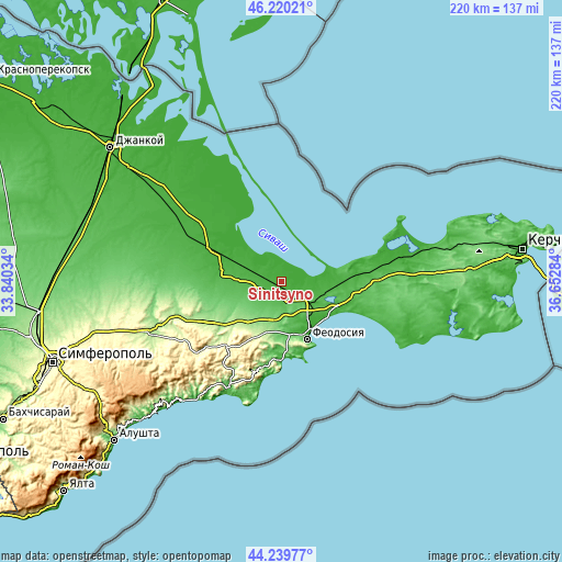 Topographic map of Sinitsyno