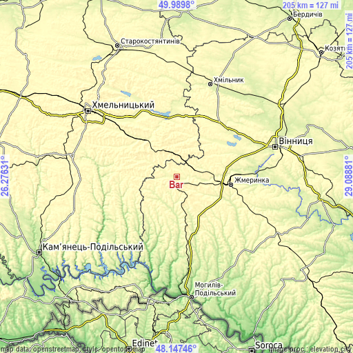 Topographic map of Bar