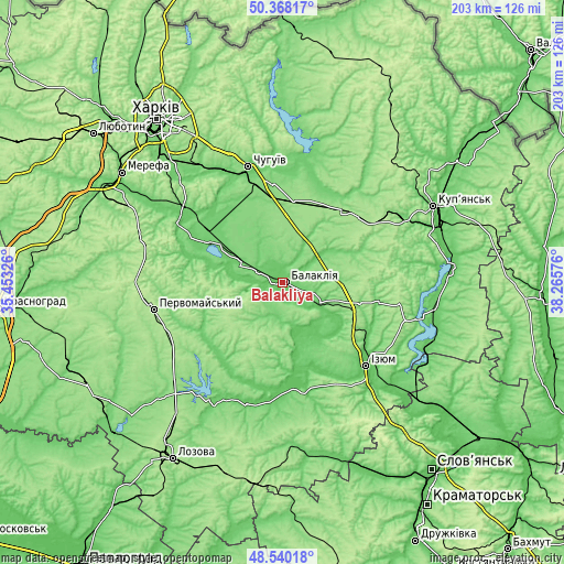 Topographic map of Balakliya