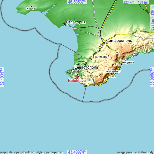 Topographic map of Balaklava