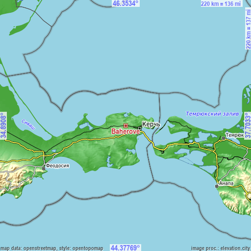 Topographic map of Baherove