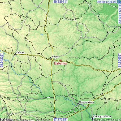 Topographic map of Babanka