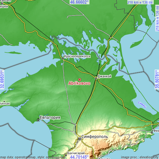 Topographic map of Abrikosovo