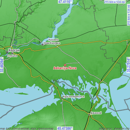 Topographic map of Askaniya-Nova