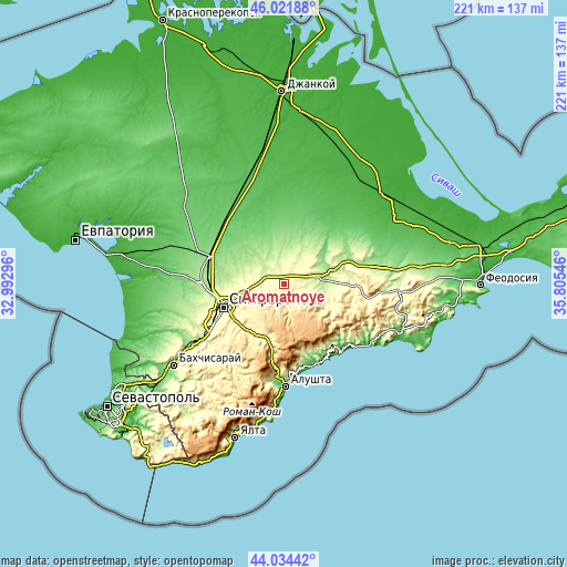 Topographic map of Aromatnoye