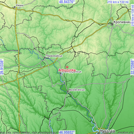 Topographic map of Arbuzynka