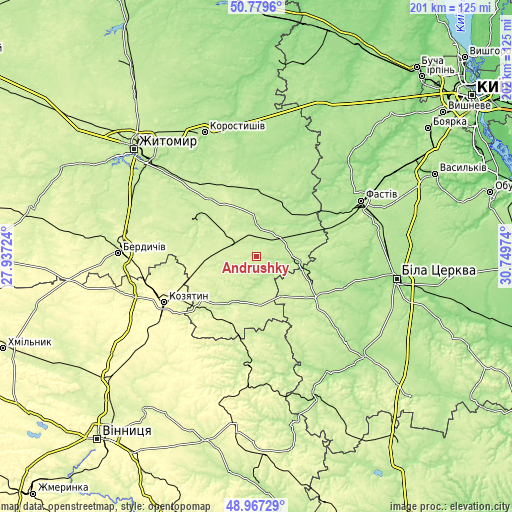 Topographic map of Andrushky