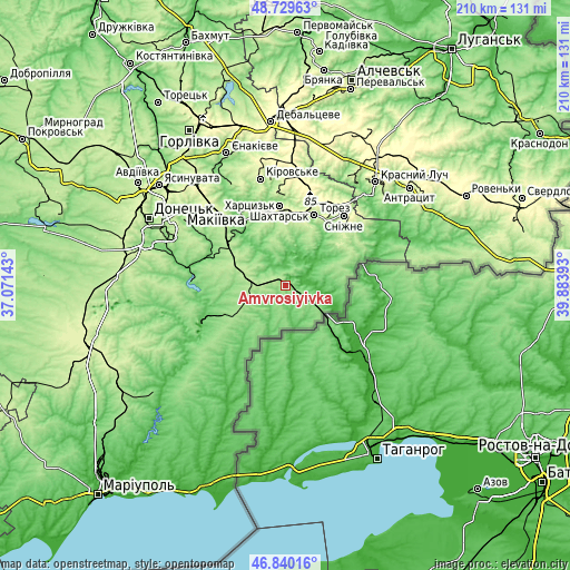 Topographic map of Amvrosiyivka