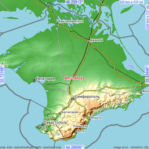 Topographic map of Amurskoye