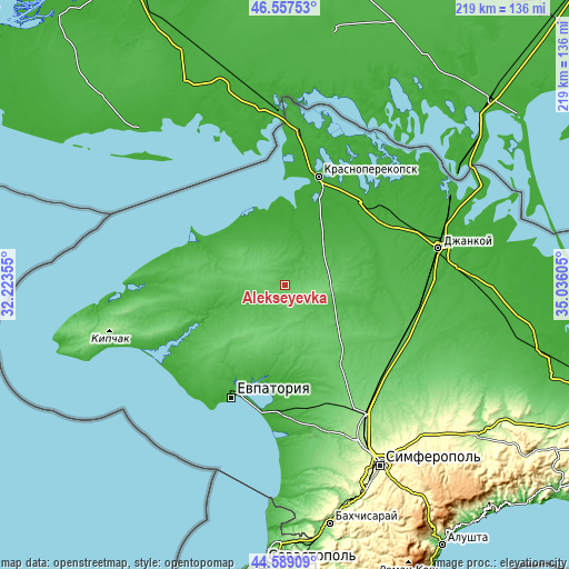 Topographic map of Alekseyevka