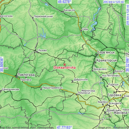 Topographic map of Oleksandrivka