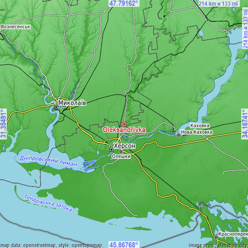 Topographic map of Oleksandrivka