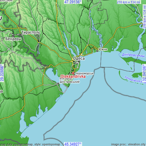 Topographic map of Oleksandrivka