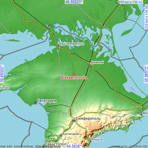 Topographic map of Aleksandrovka