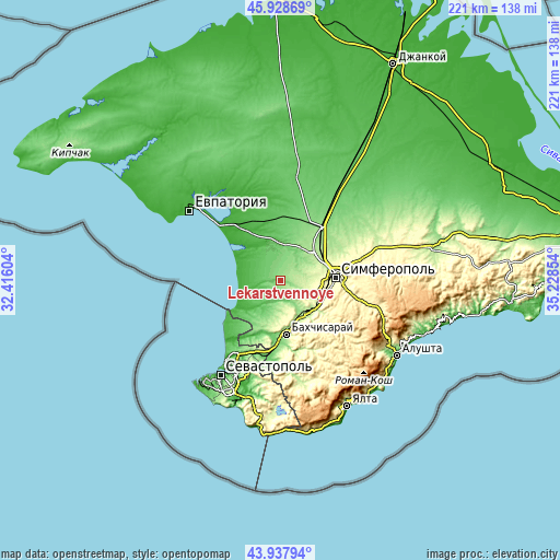 Topographic map of Lekarstvennoye