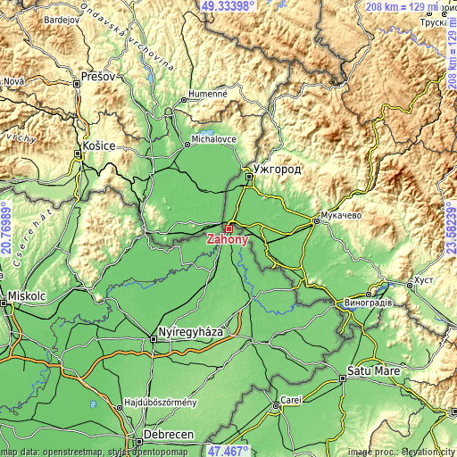 Topographic map of Záhony
