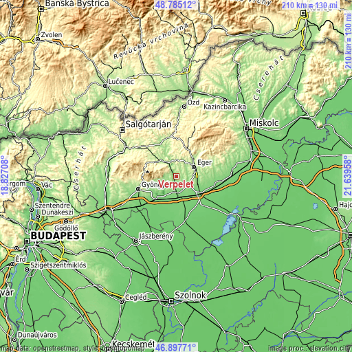 Topographic map of Verpelét