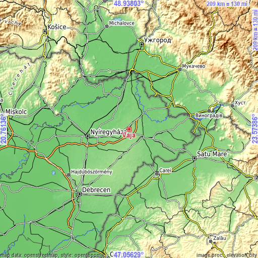 Topographic map of Vaja