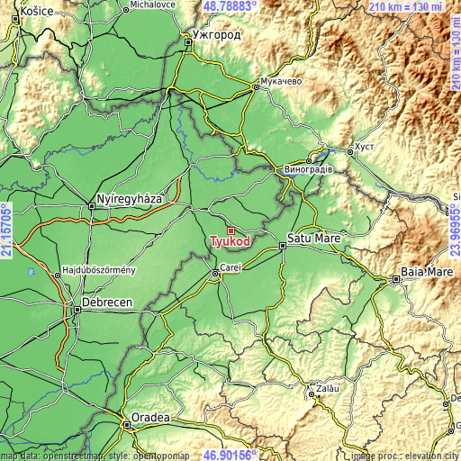 Topographic map of Tyukod