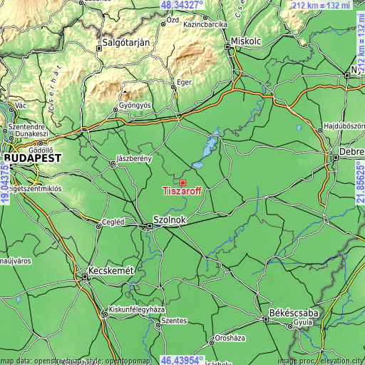 Topographic map of Tiszaroff