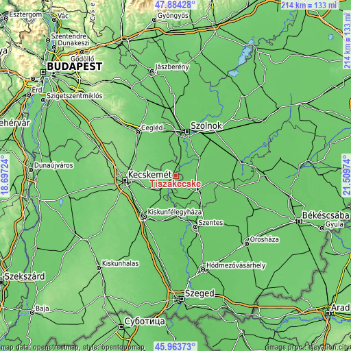 Topographic map of Tiszakécske