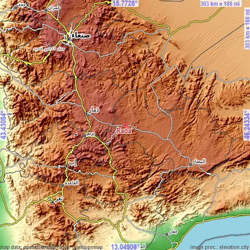 Topographic map of Radā‘