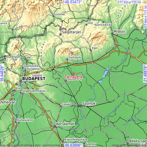 Topographic map of Tarnaörs