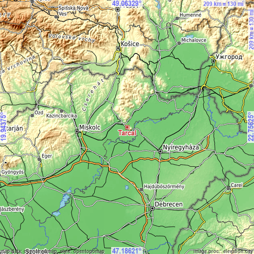 Topographic map of Tarcal