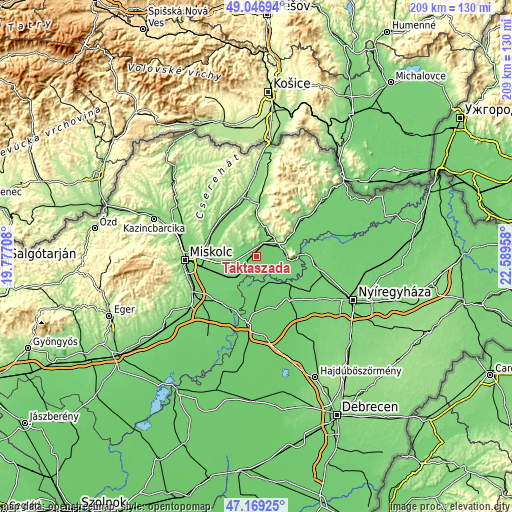 Topographic map of Taktaszada