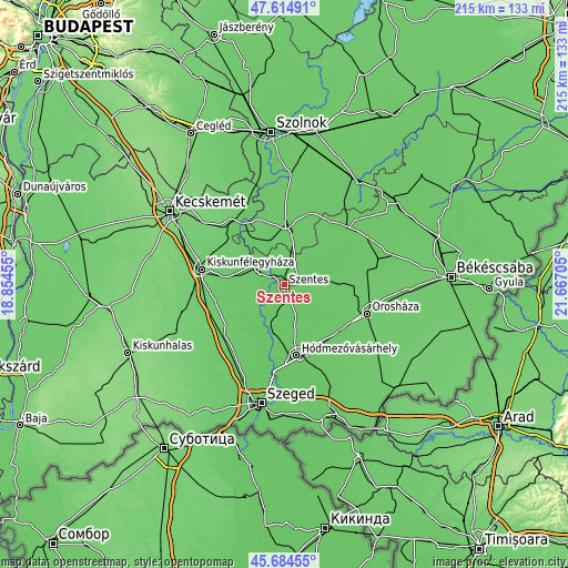 Topographic map of Szentes