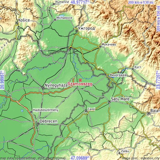 Topographic map of Szamosszeg