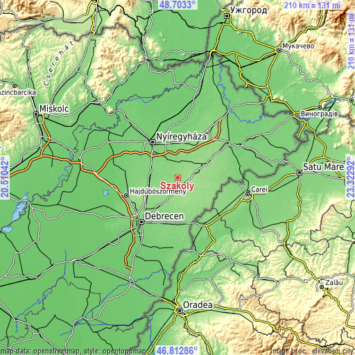 Topographic map of Szakoly