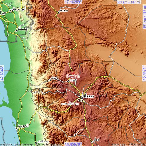 Topographic map of Raydah