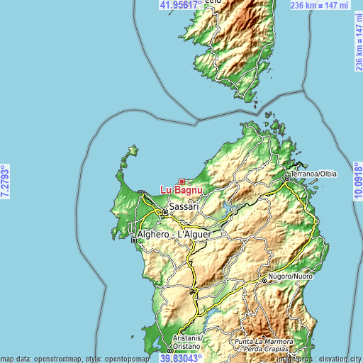 Topographic map of Lu Bagnu