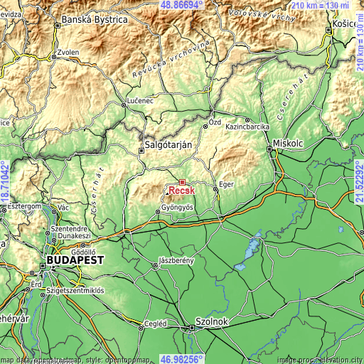 Topographic map of Recsk