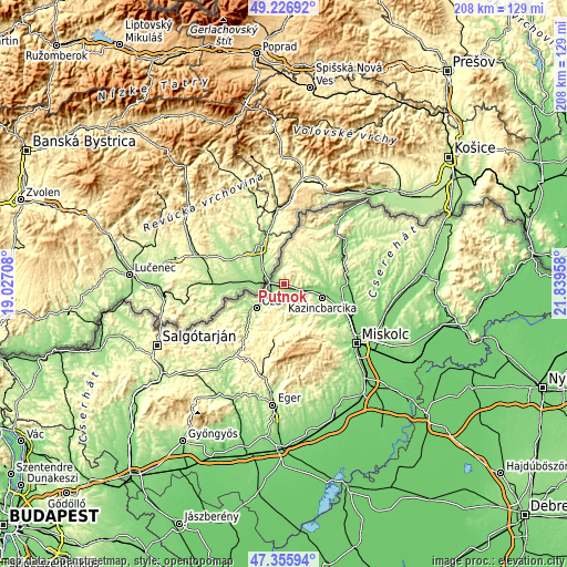 Topographic map of Putnok