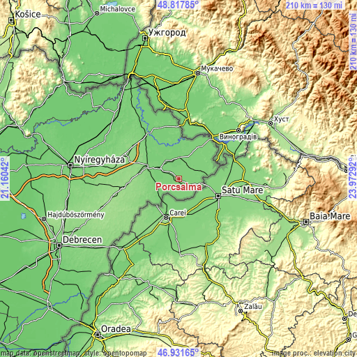 Topographic map of Porcsalma