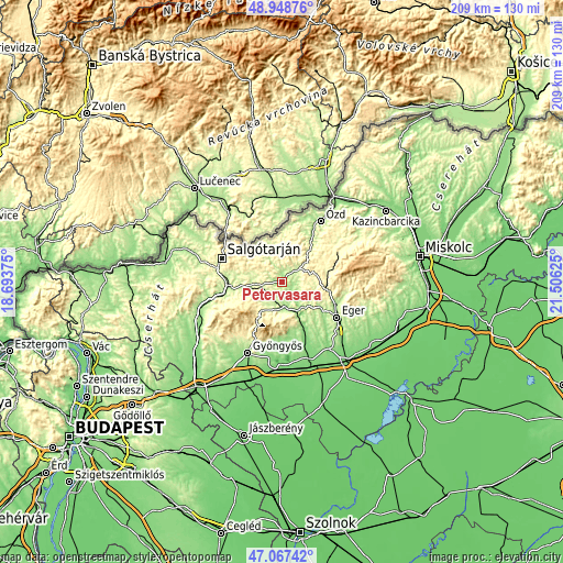 Topographic map of Pétervására