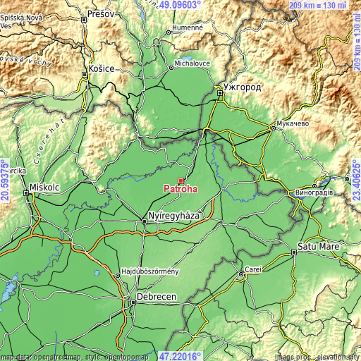 Topographic map of Pátroha