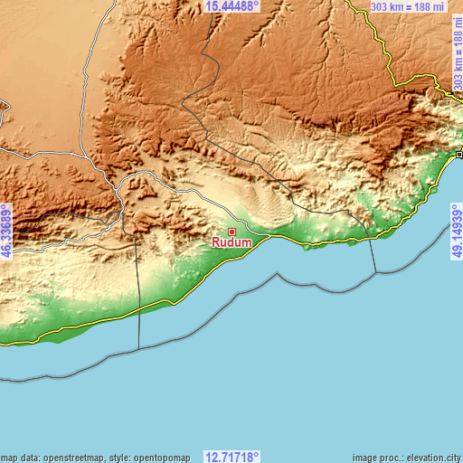 Topographic map of Ruḑūm