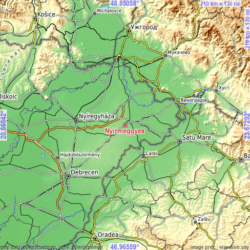 Topographic map of Nyírmeggyes