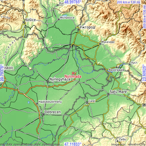 Topographic map of Nyírmada