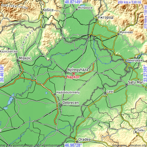 Topographic map of Napkor