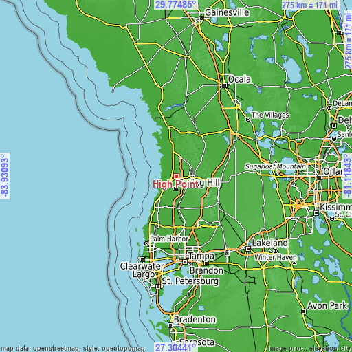 Topographic map of High Point