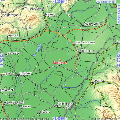 Topographic map of Nádudvar