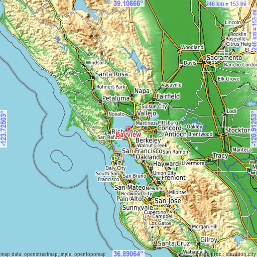 Topographic map of Bayview