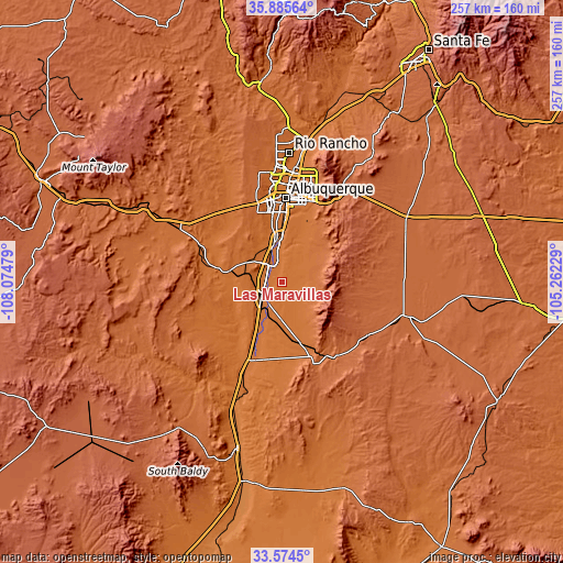 Topographic map of Las Maravillas