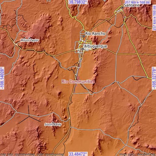 Topographic map of Rio Communities