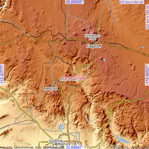 Topographic map of Verde Village